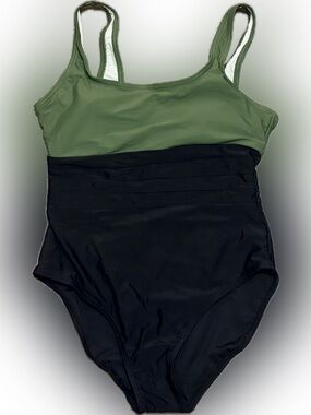 NWOT Olive Green and Black One-Piece Swimsuit
